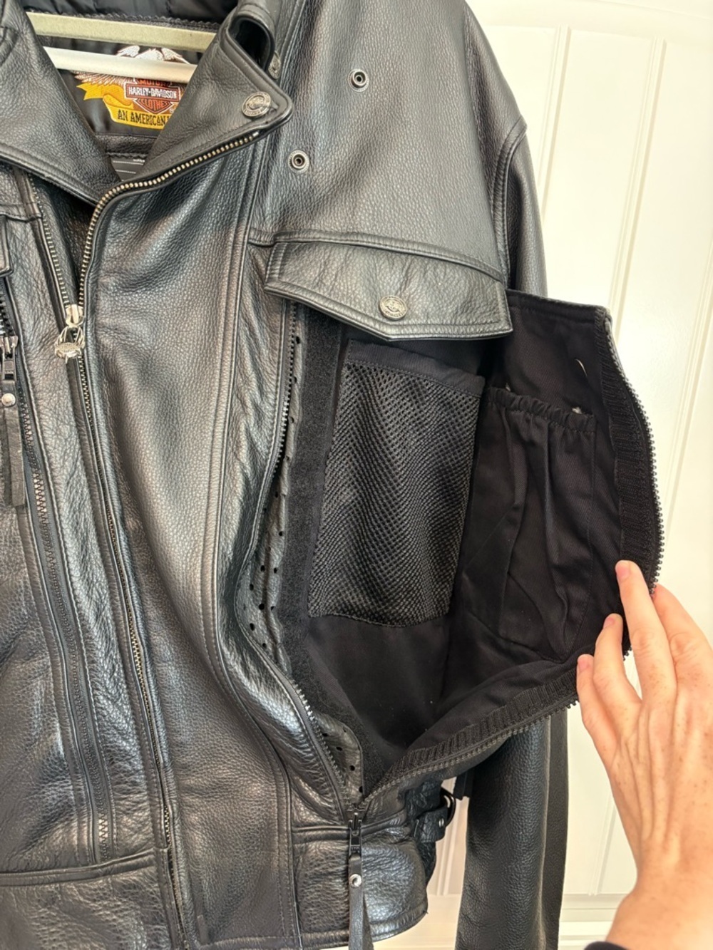 Vintage Harley Davidson 90s Leather Jacket Vented Nevada Black Large - Picture 5 of 14
